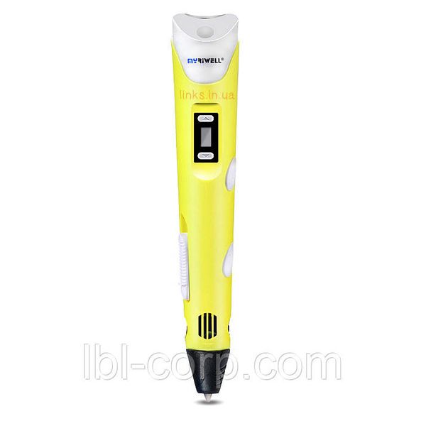 3D ручка MyRiwell Оригинальная для детей с LCD дисплеем второго поколения желтая 9 м пластика 3D_02_Bl_03 фото